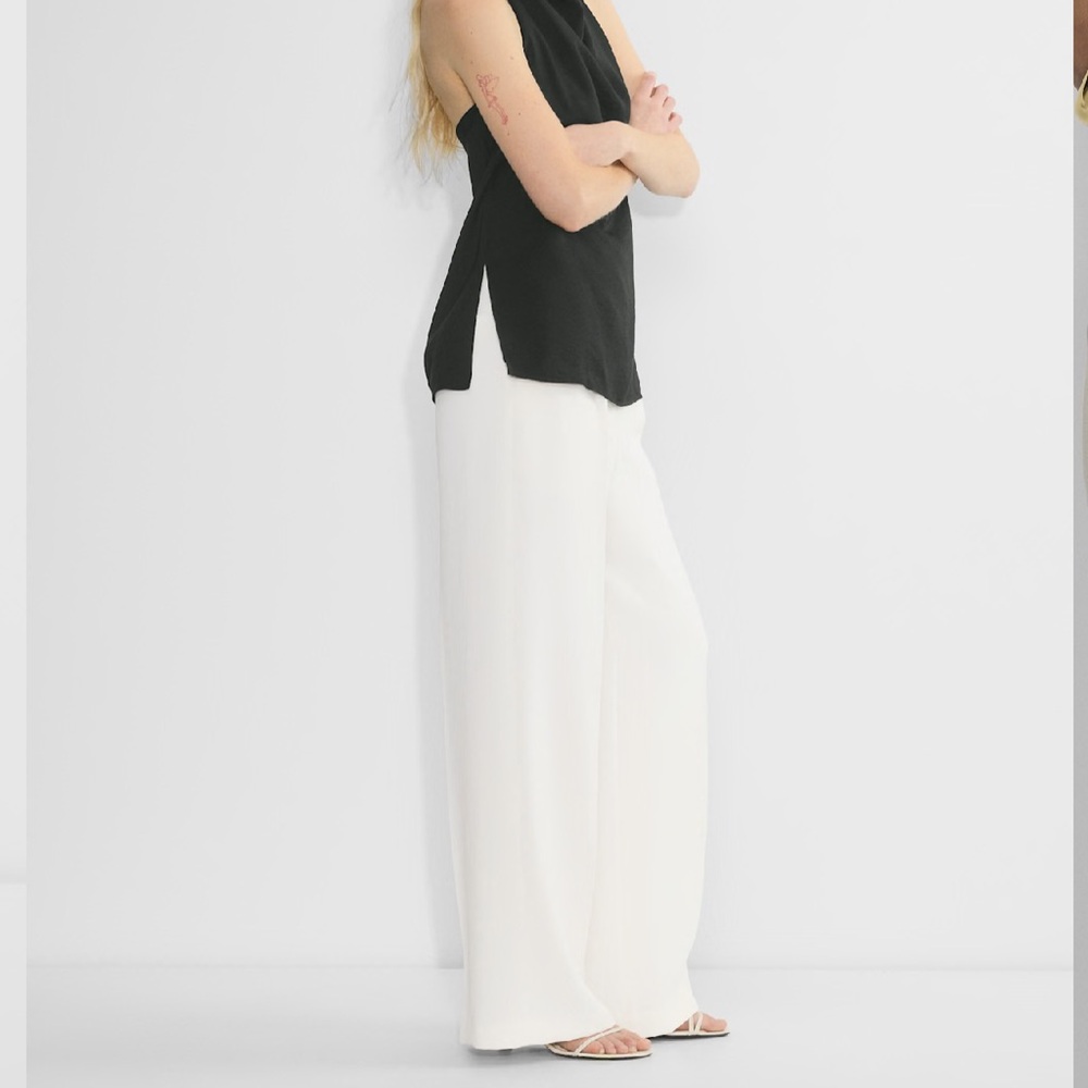Aritzia Wilfred Effortless High Wide Leg Pant In Light Birch Size 8 - Picture 3 of 14